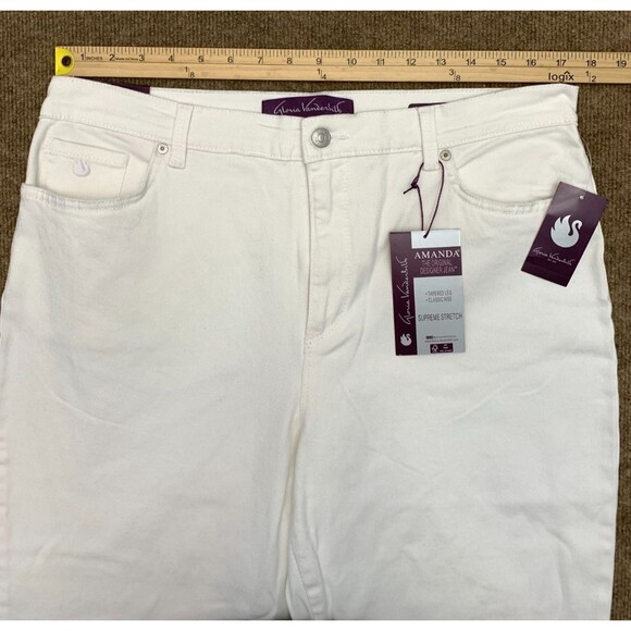 Gloria Vanderbilt Jeans Womens 16 Amanda Tapered Fit Stretch White Denim - Picture 5 of 11